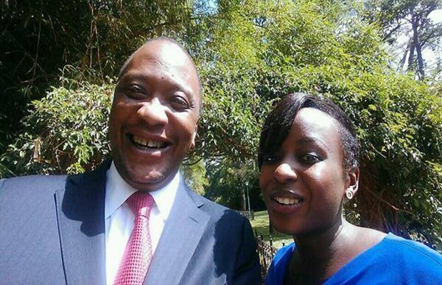 Jacque maribe with Uhuru post