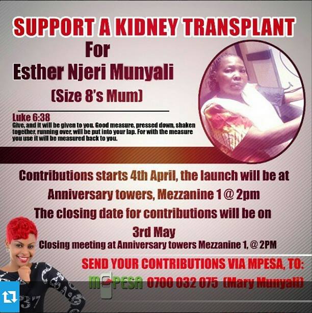 size 8 mum kidney transplant